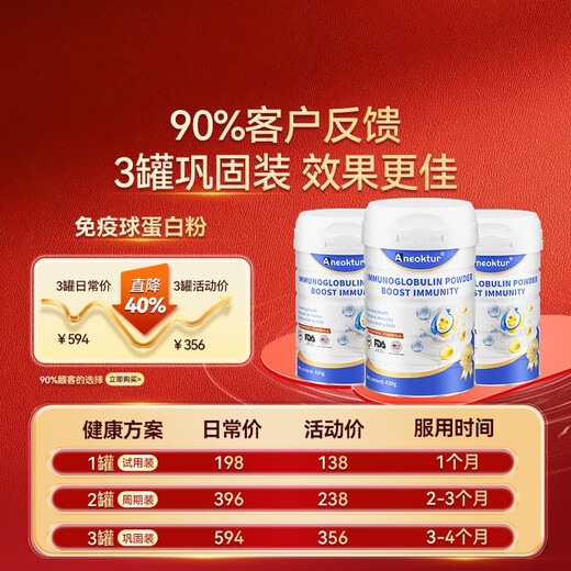 Aneoktur美国进口牛初乳免疫球蛋白粉增强免疫力无糖中老年营养品430g*3罐