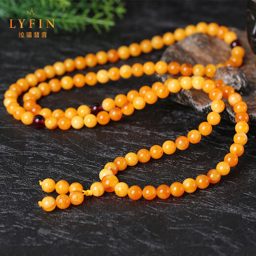 La Yun Feiyin Baltic Chicken Oil Yellow Beeswax Bracelet 108 Floating Flowers Old Beeswax Bracelet Amber Bracelet Collection Grade 6mm 108 Pieces (with Certificate)