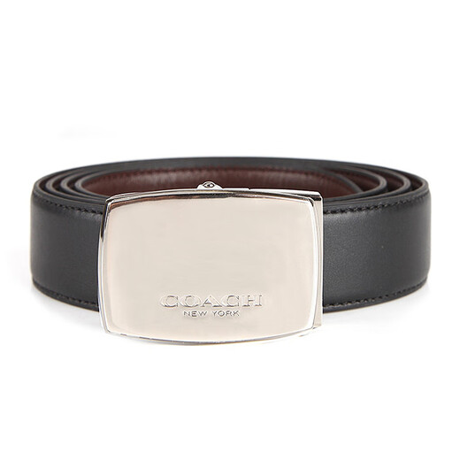 COACH New Year gift double-sided two-color smooth buckle belt for men black/belt for men black/width 2.8 black F basic packaging-no box