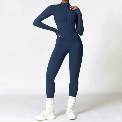 Alo autumn and winter long-sleeved velvet zipper bodysuit outdoor yoga skiing bodysuit for women dark brown velvet style S S