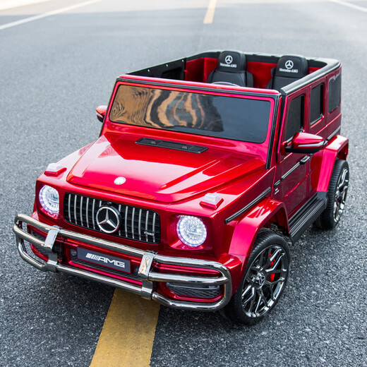 Cool Sun Mercedes-Benz Big G children's electric car four-wheel mobile charging toy car can sit two children with remote control car red four-wheel drive + plastic wheels + leather seats four-wheel drive