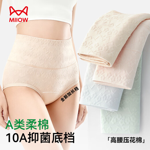 Catman high waist tummy control women's underwear women's pure cotton 100% cotton antibacterial extended crotch non-pinching briefs for women