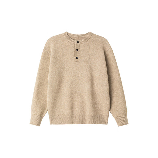 Jianzheng autumn and winter men's sweater Henry collar lazy style sweater casual warm jacket khaki M recommended 110-135Jin Jin equals 0.5 kg