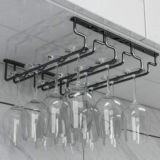 Jieyunmao simple red wine glass holder upside down household goblet holder hanging creative wine cabinet wine glass display rack hanging cup rack 6 slots long 66.5cm deep 28cm black