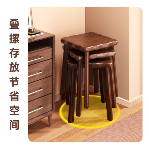 Fantasy Solid Wood Stool Square Stool Solid Wood Stool Home Stackable Guest Spare Stool Dining Table Makeup Dressing Stool Strong and Durable b Solid Wood Log Color Bearing 300Jin Jin is equal to 0.5kg Warranty Five