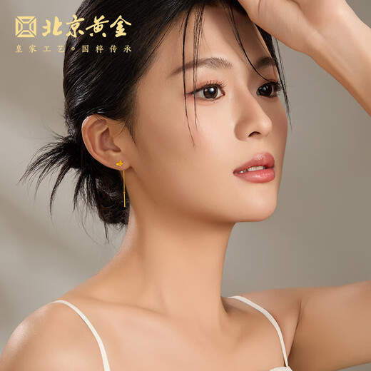 Beijing Gold Trading Center Co., Ltd. Gold Earrings Pure Gold 999 Gold Earrings Earrings Butterfly Birthday Mid-Autumn Festival Gift for Girlfriend Wife Girlfriend About 0.6g