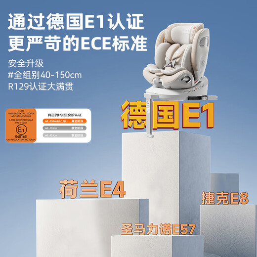 Heekin is the leader in child safety seats for infants aged 0-12 years old, car-mounted, sit-down, intelligent ventilation and heating, champagne gold (one-hand rotation + voice ventilation and heating)