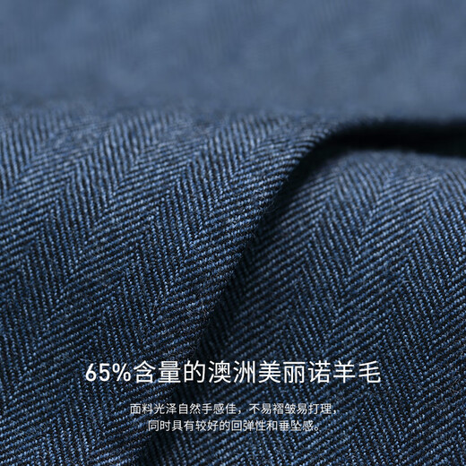 Guillaume de Mons Wool Suit Men's Double-breasted Blue Slim Business Formal Suit Groom Wedding Dress Three-piece Set Blue Top + Pants MXF063 54 Please note the size of the trousers