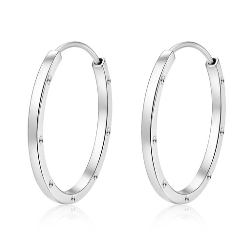 Wanfulong 2025 new PT950 platinum earrings, feminine and high-end earrings, gift for girlfriend, platinum plain hoop earrings 4.6g