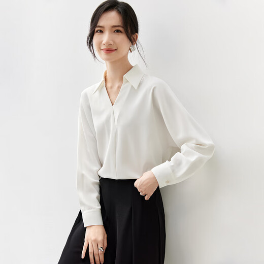 Shandubila French white shirt women's autumn new temperament commuter interview top fashionable design shirt white M