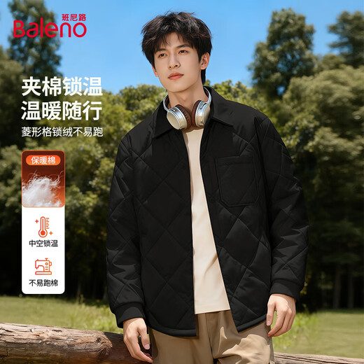 Baleno men's diamond-shaped cotton coat winter heat-locking loose thickened coat trendy new Hong Kong style fashionable cotton coat for men