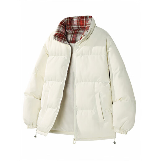 Cantu cleanfit down-padded jacket men's winter trendy brand plaid splicing cotton-padded jacket couple stand-up collar bread coat cotton-padded jacket blue XL