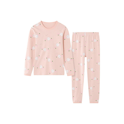 Hongdou children's pure cotton underwear set for boys and girls, autumn clothes, long johns, pajamas, cotton sweater set M1020 meat powder 120