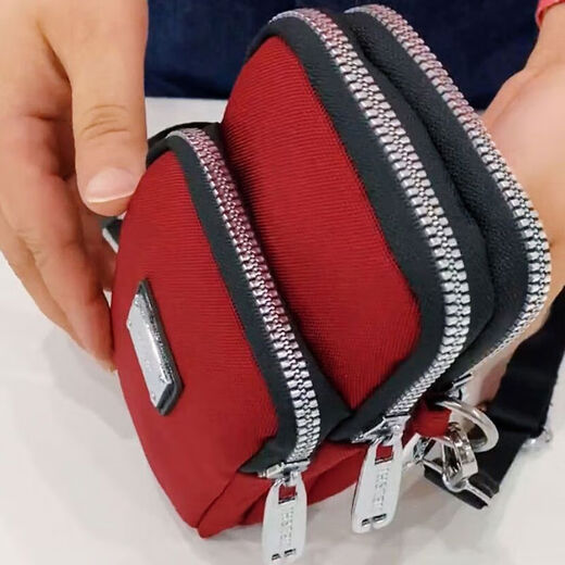 Jipindi Autumn and Winter Mobile Phone Small Bag Arm Bag 2024 Men and Women Mini Vertical Oxford Cloth Bag Three-layer Crossbody Lightweight Sports Bag Burgundy