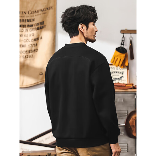Dai silk warm autumn American retro heavy sweatshirt men's autumn trendy brand Henry collar half cardigan jacket men's spring and autumn long-sleeved PO black_350g heavy 4XL_suitable for 200-220Jin Jin equals 0.5 kg