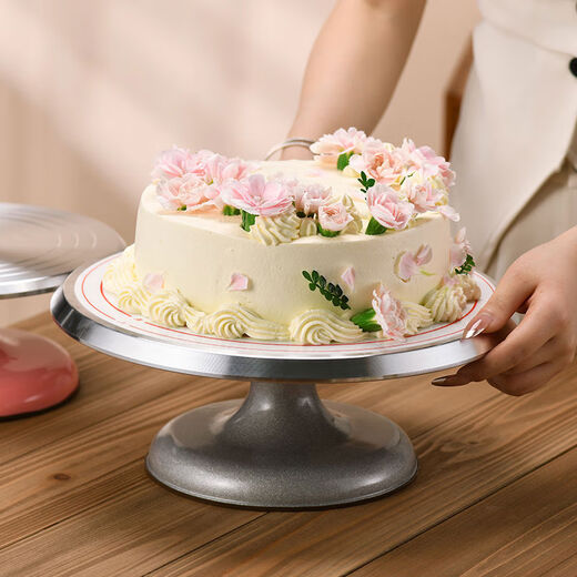 Jieyimao aluminum alloy turntable commercial mounting table turntable birthday rotating tray wiping set 12-inch baking tools entry-level wheat straw 10 inches