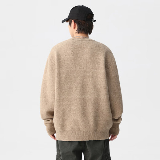 Jianzheng autumn and winter men's sweater Henry collar lazy style sweater casual warm jacket khaki M recommended 110-135Jin Jin equals 0.5 kg
