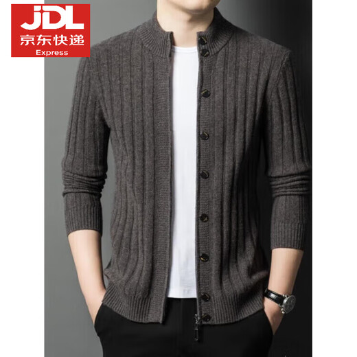 ERDOS Ordos thickened 500g pure wool sweater men's half turtleneck zipper cardigan knitted base black S 165