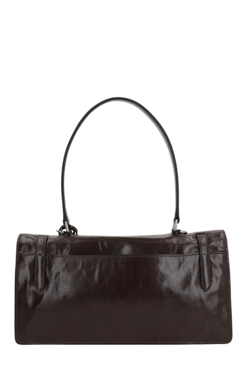 PRADA Logo Detail Fold Top Medium Tote Brown One Size