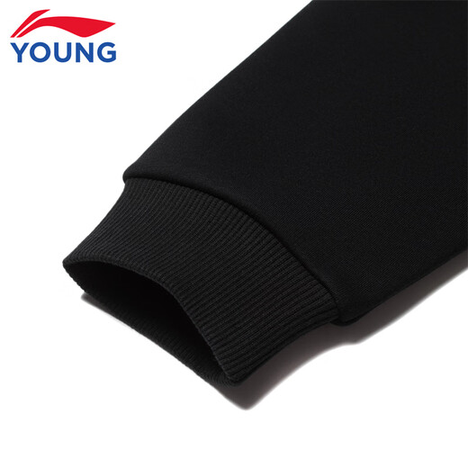 Li Ning children's sweatshirt for men and women, autumn and winter new thickened warm round neck loose casual children's sports and leisure sweatshirt black 73-3 plus velvet 160