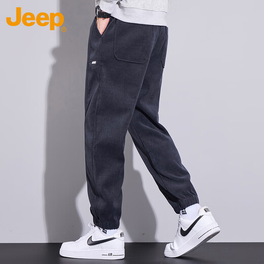 Jeep (JEEP) pants men's autumn and winter corduroy casual pants sweatpants men's loose sports leggings trousers blue gray L