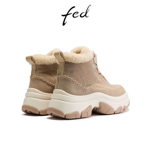 FED increased casual boots winter new women's boots plus velvet short boots thick-soled snow boots women's model S1104-YAB016
