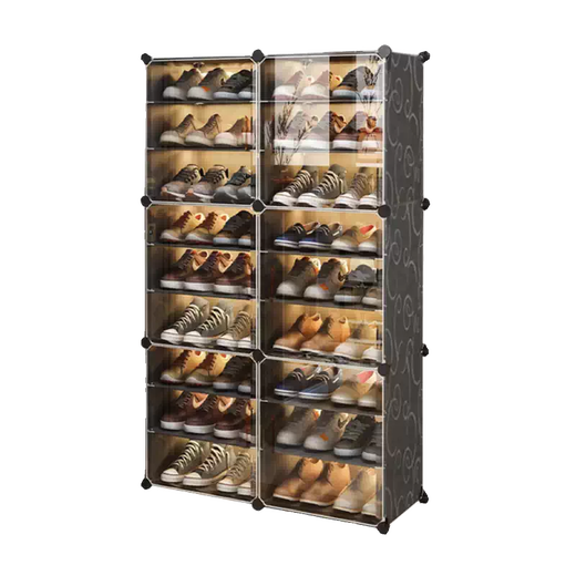 Yusenyi simple shoe rack doorway household dust transparent shoe cabinet dormitory multi-layer shoe storage artifact space-saving 3 columns 6 layers black flowers