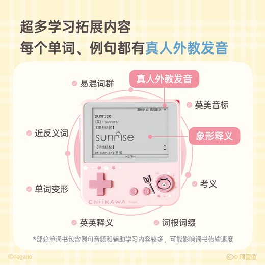 Hundred Words Chop Word Machine Ink Screen English Portable Learning Machine Synchronized Textbook Elementary School College Entrance Examination Vocabulary Memorization Word Artifact CHIIKAWA Officially Authorized Usaqi Max