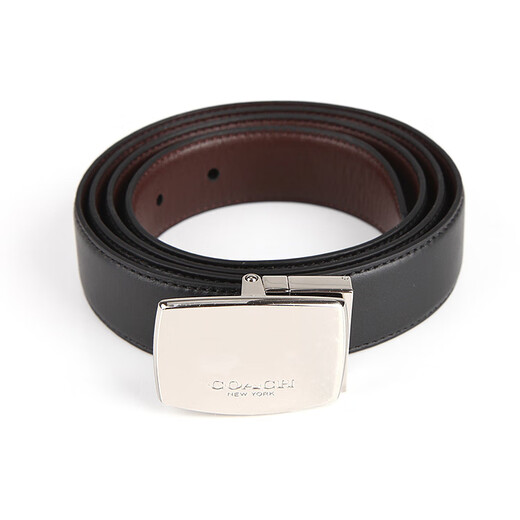COACH New Year gift double-sided two-color smooth buckle belt for men black/belt for men black/width 2.8 black F basic packaging-no box