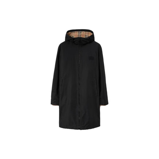 博柏利（BURBERRY）FW23CH纯色连帽拉链长袖中长款风衣男款黑色 黑色 L 原装礼盒