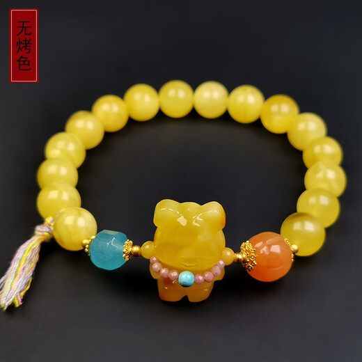 Amber style, one object, one picture, one certificate, beeswax bracelet, natural amber, women's hand beads, full of dense chicken oil, yellow Russian material, flawless bracelet, 10.42g, 8.5mm