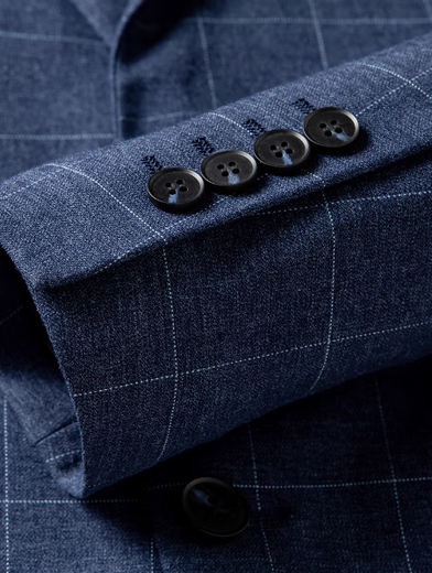 Pierre Cardin Suit Men's Slim Two-piece Suit Groom Wedding Dress Formal Professional Work Men's Suit Cut Label Blue Gray Plaid 1U003Q Top + Pants - No Slits S 165/44A Recommended 100-115Jin Jin equals 0.5kg