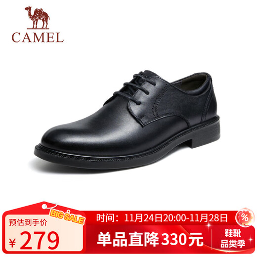 Camel (CAMEL) cowhide lace-up derby casual business formal leather shoes for men GE12226983 black 40
