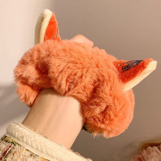 Plush hair tie, crazy animal Nick Judy hair rope, female cartoon hair tie, rubber band, large intestine ring, hair rope hair accessory FQ213 - fox ears + rabbit ears 2 pcs