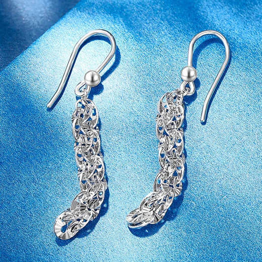 Wanfulong Platinum PT950 Sparkling Earrings Earrings Platinum Jewelry Earrings Earrings Sparkling Earrings as Birthday Gifts for Girlfriend Platinum PT950 Earrings 2.21g