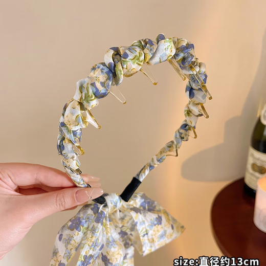 Fan Shengyu ribbon headband for women with high cranial tooth comb, pastoral style braided hair tie, headband for going out, versatile high-end hairpin, floral ribbon headband, purple and yellow set