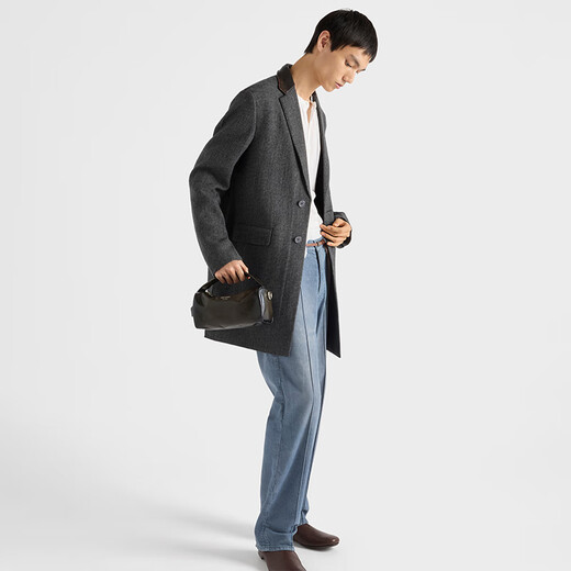 PRADA/Prada Gift Men's Distressed Cow Leather Shoulder Bag Army Green