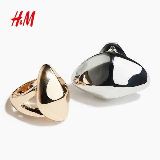 H&M 2025 new autumn women's 2-piece asymmetric ring 1281491 gold/silver M/L