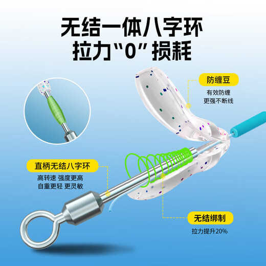 Jiuyan's complete knotless line composition main line strong tensile strength Jiuding fishing line genuine full set fishing crucian carp main line set completely knotless line set 4.5 meters, the pulling force is increased by 20% No. 2.0