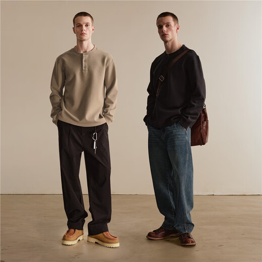 Giordano designer air layer breathable sweatshirt men's new German velvet loose Henry collar top 18025806