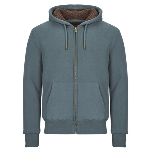 Superdry men's hooded zipper sweatshirt retro blue gray plus velvet spring and autumn warm and trendy casual cardigan fleece men's blue gray S (EU)