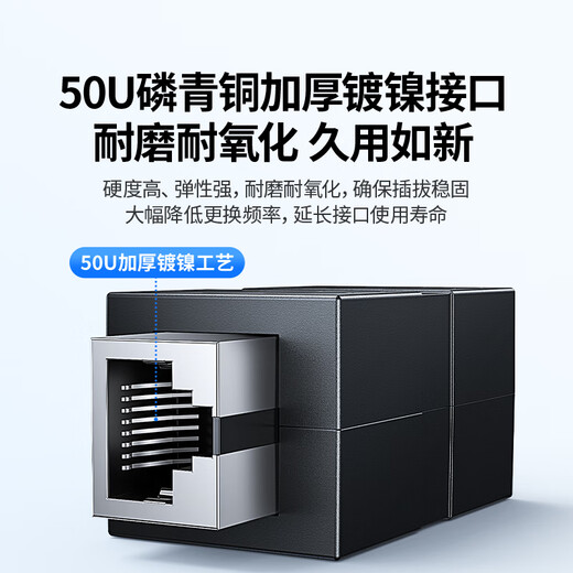 绿联网线对接头转接头 千兆屏蔽网络延长器连接线 RJ45网口直通头水晶头模块适用6/7类网线单个 20390