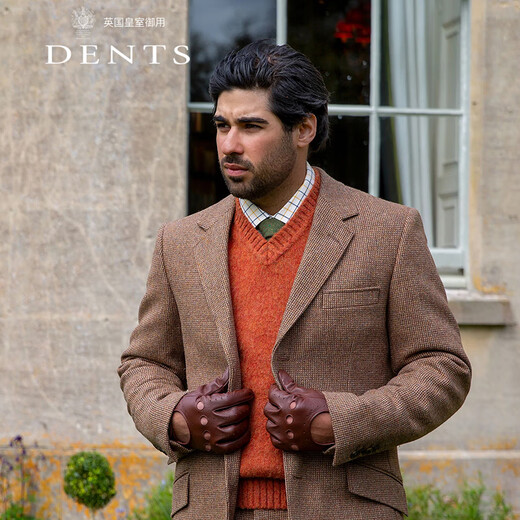 Dents Duosen same style light luxury touch screen gloves men's autumn and winter cycling motorcycle shearling birthday Spring Festival gift 5-9200 Brown/Black L