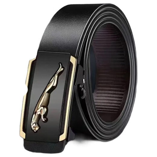 Men's leather belt, toothless automatic buckle belt for young men, all-match business casual belt, inner wear trouser belt, Golden Air Leopard 120cm