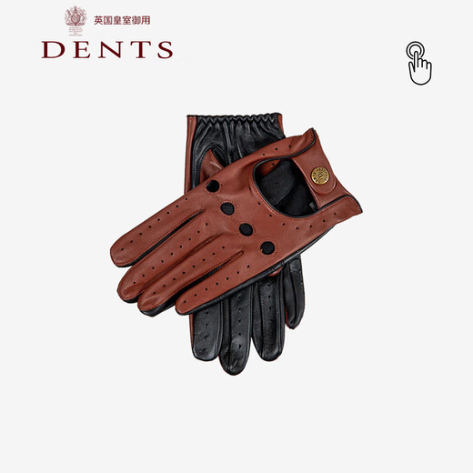 Dents Duosen same style light luxury touch screen gloves men's autumn and winter cycling motorcycle shearling birthday Spring Festival gift 5-9200 Brown/Black L