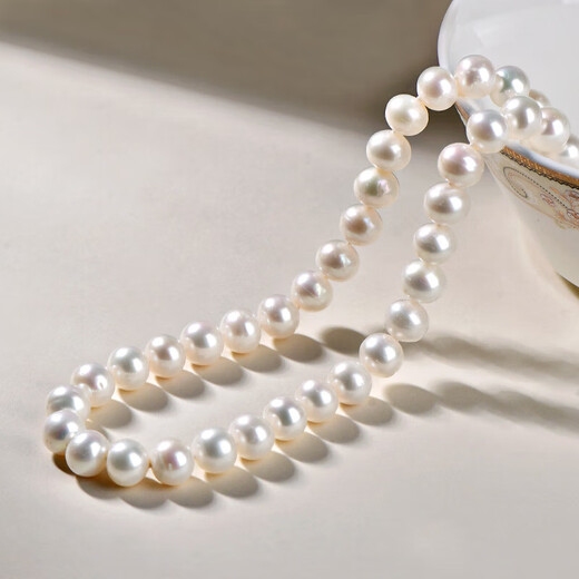 One Thousand Years Jade Y Pearl Necklace Women's Exquisite Style Light Luxury Niche Stackable Sweater Chain Approximately 9*8 mm QYE0068f