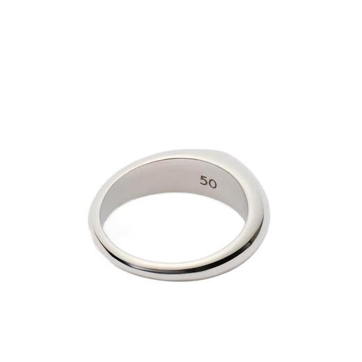 LEMAIRE men's ring is elegant, simple, versatile, rhodium silver edge, slightly angular, simple design, white 58