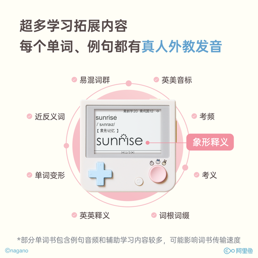 100-word word-cutting machine for junior high school students, pocket English learning machine, real person pronunciation, CHIIKAWA official authorized 1s family portrait gift box version