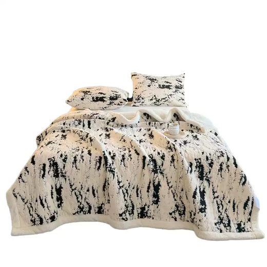 RSRDDY Nordic style versatile double-sided velvet blanket office sofa lunch break small blanket thickened Hepburn living room leg blanket double layer lamb velvet Hepburn-apricot powder 180*200cm large single blanket