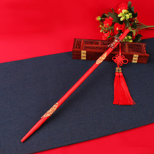 Wedding hijab, happy wedding, happy wedding, wedding ceremony, red hijab, wedding supplies, happy stick props, scale beam, gold-inlaid hollow style